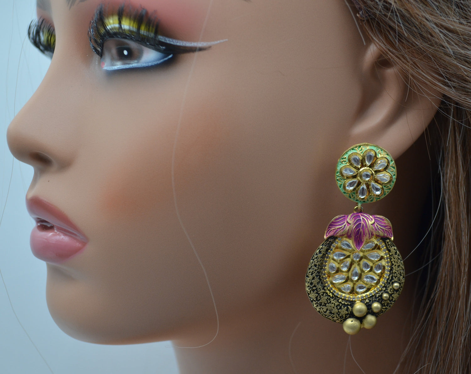 Pakiza Meenakari Tyaani Kundan Earrings