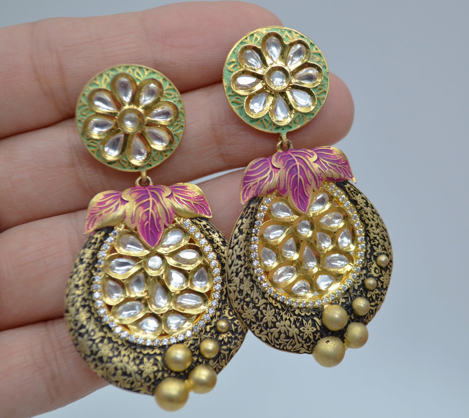 Pakiza Meenakari Tyaani Kundan Earrings