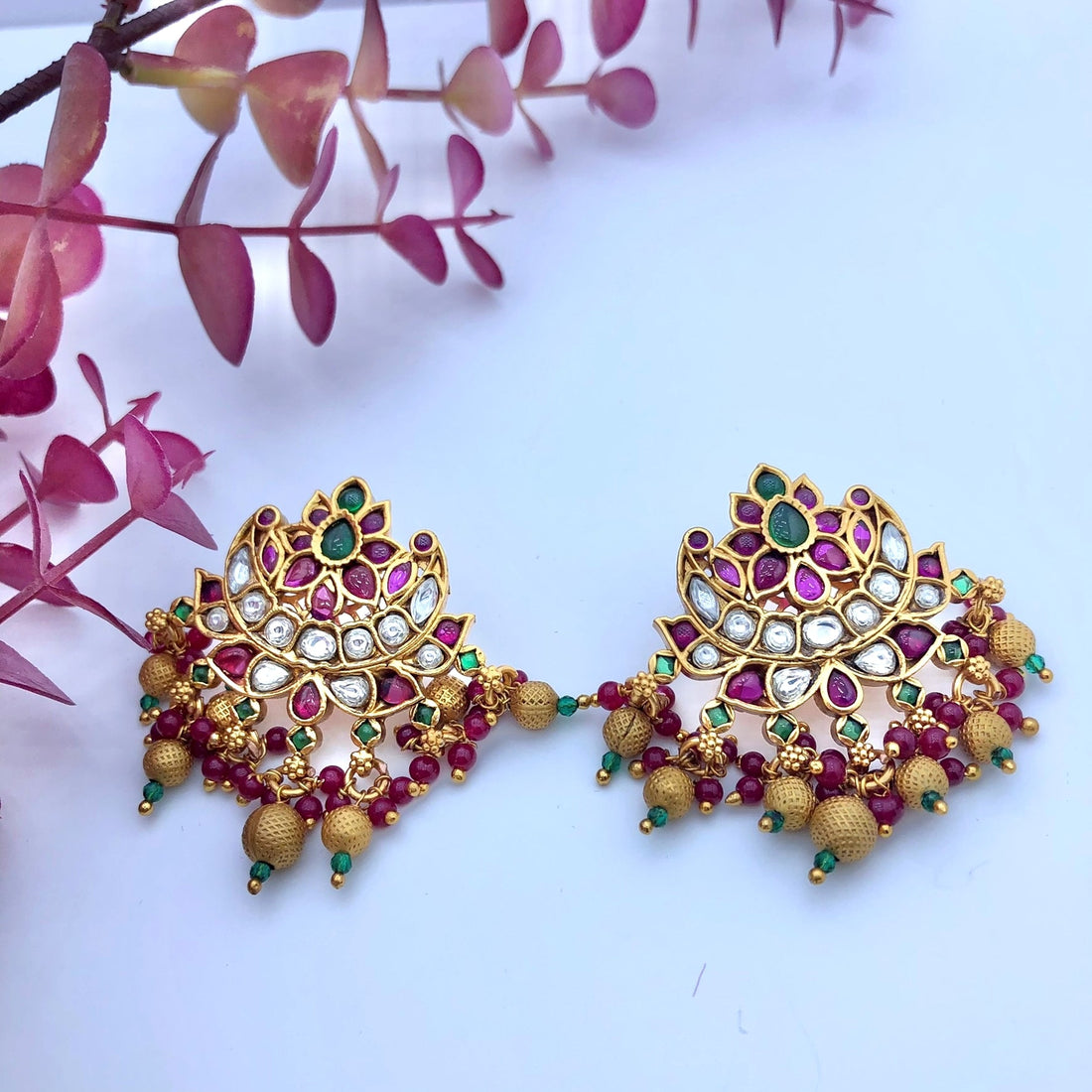 Traditional Kemp Mini Chandbali Earrings