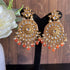 Tyaani Circular Kundan Pearl Drop Dangler Earrings Orange