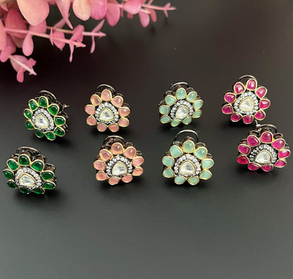 Ahmedabadi Kundan Studs Earrings