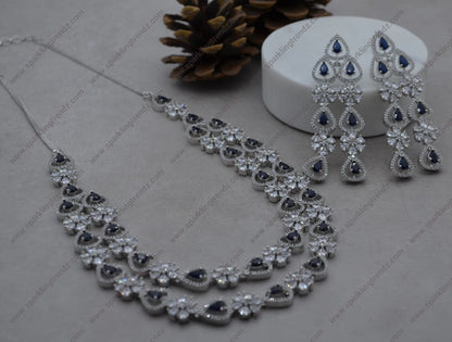 Afreen Double Layer Cz Necklace Set Necklaces