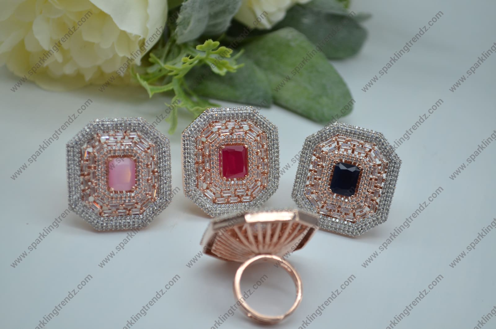 Cocktail Cz Monalisa Stone Adjustable Ring Rings