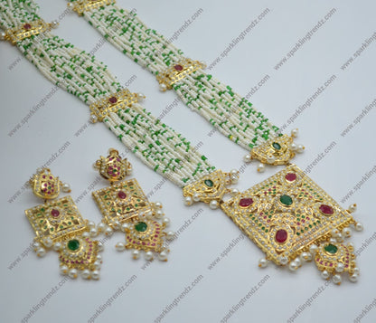 Hunar Jadau Square Shaped Long Necklace Set Necklaces