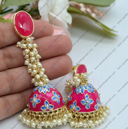 Meenakari Jacki Jhumkis Earrings