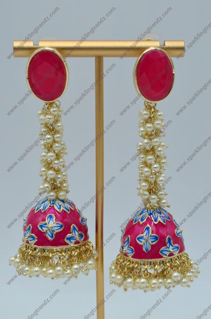 Meenakari Jacki Jhumkis Earrings