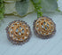 Meenakari Uncut Kundan Oversized Studs Grey Earrings