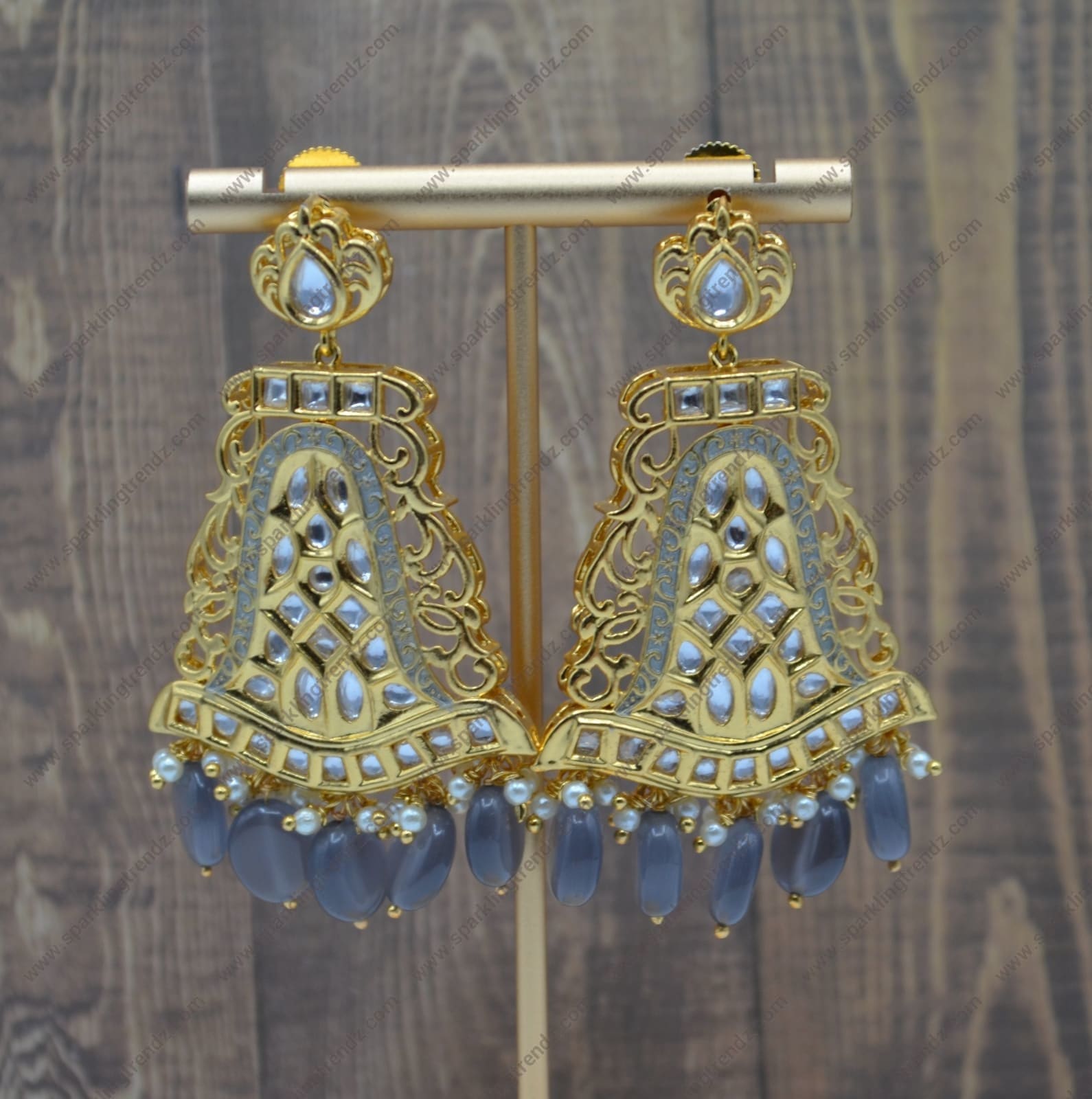 Nawabi Uncut Kundan Meenakari Statement Earrings