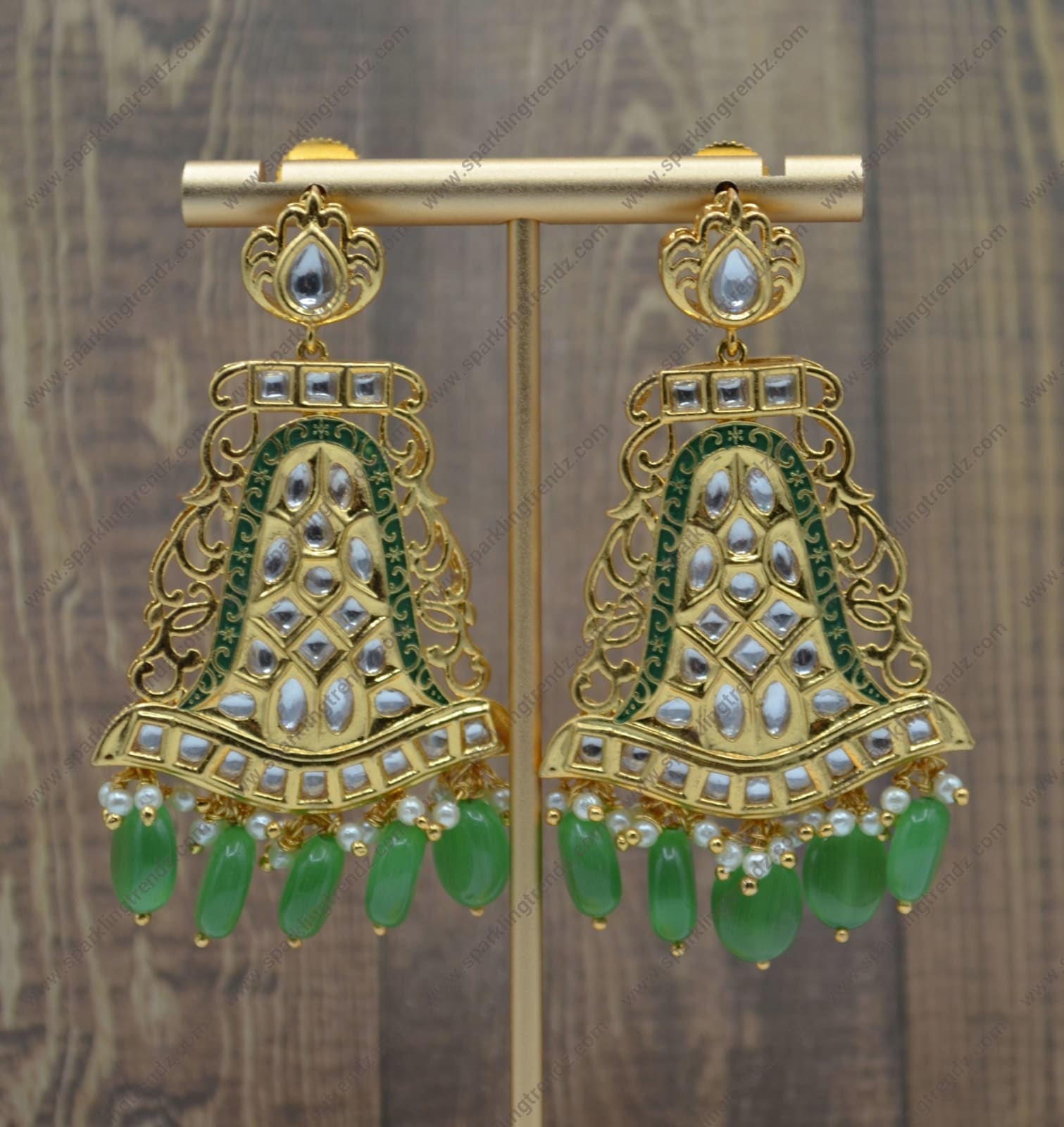 Nawabi Uncut Kundan Meenakari Statement Earrings