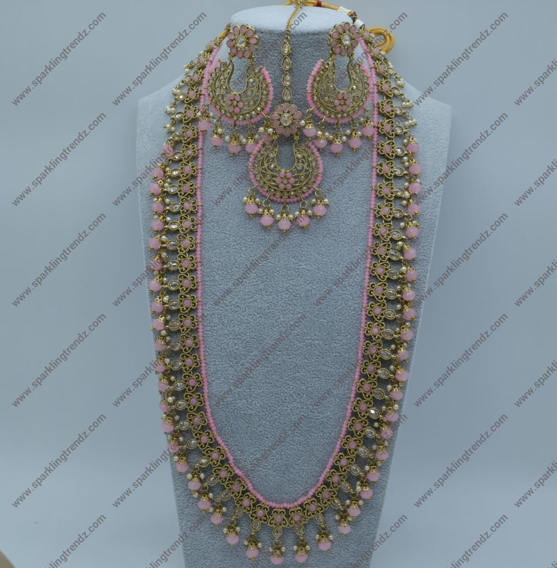 Pakiza Polki Long Necklace Set With Tikka Necklaces