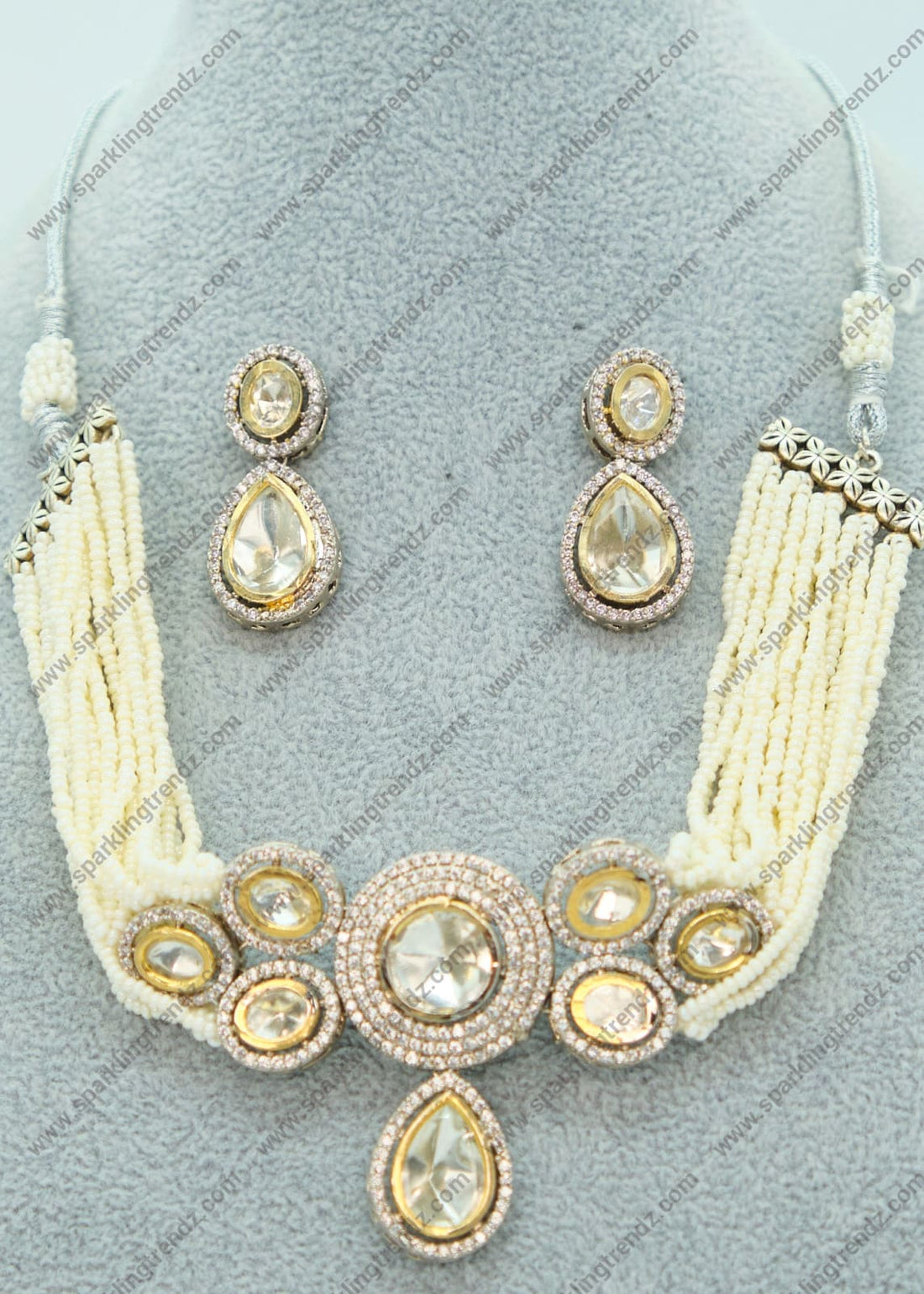 Polki Dual-Tone Uncut Kundan Choker Set Necklaces