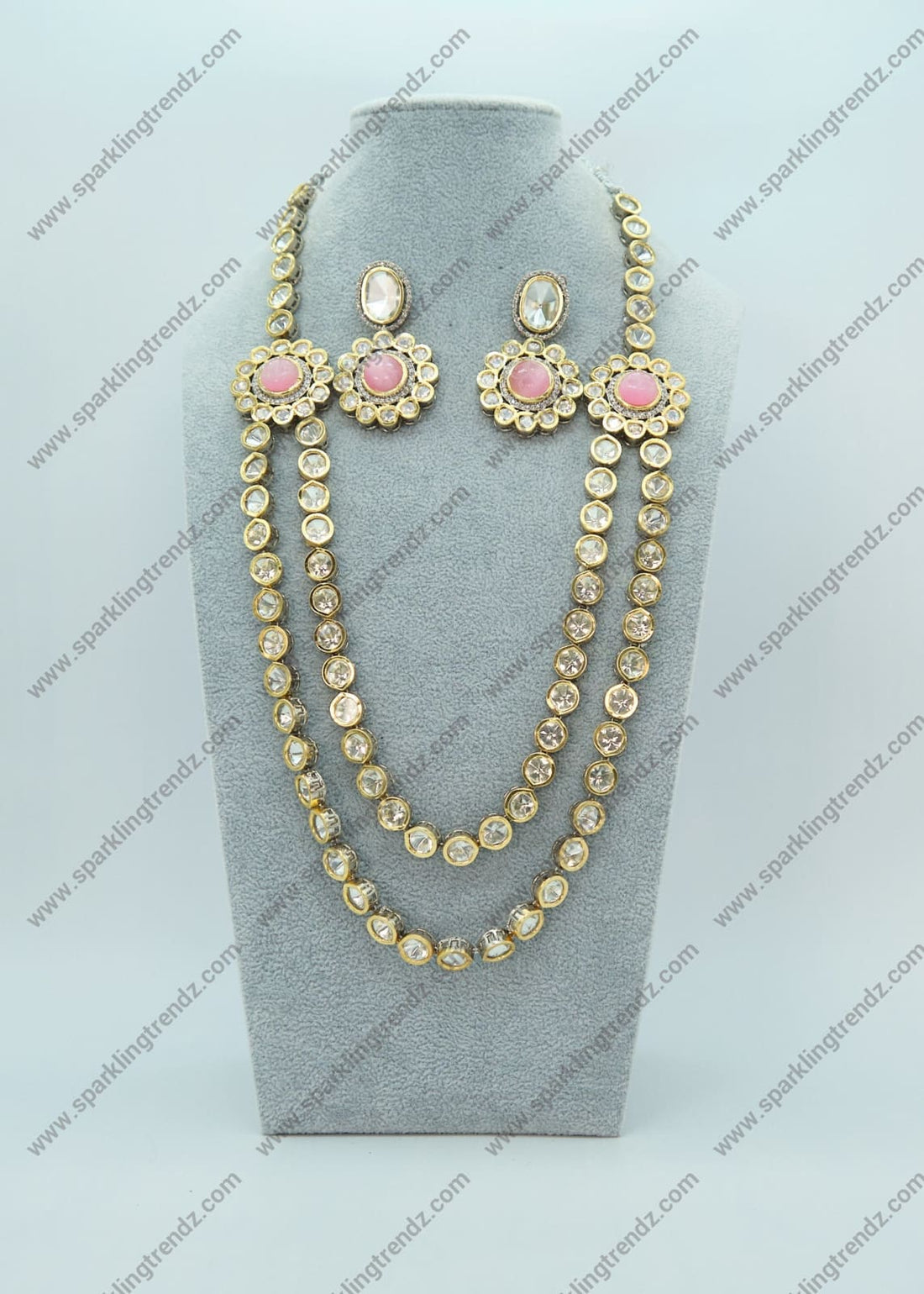 Royal Long Uncut Polki Dual-Tone Necklace Set Necklaces