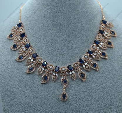 Ruhi Cz Studded Leaf Shape Necklace Set Necklaces