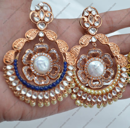 Statement Kundan Chandbali Earrings