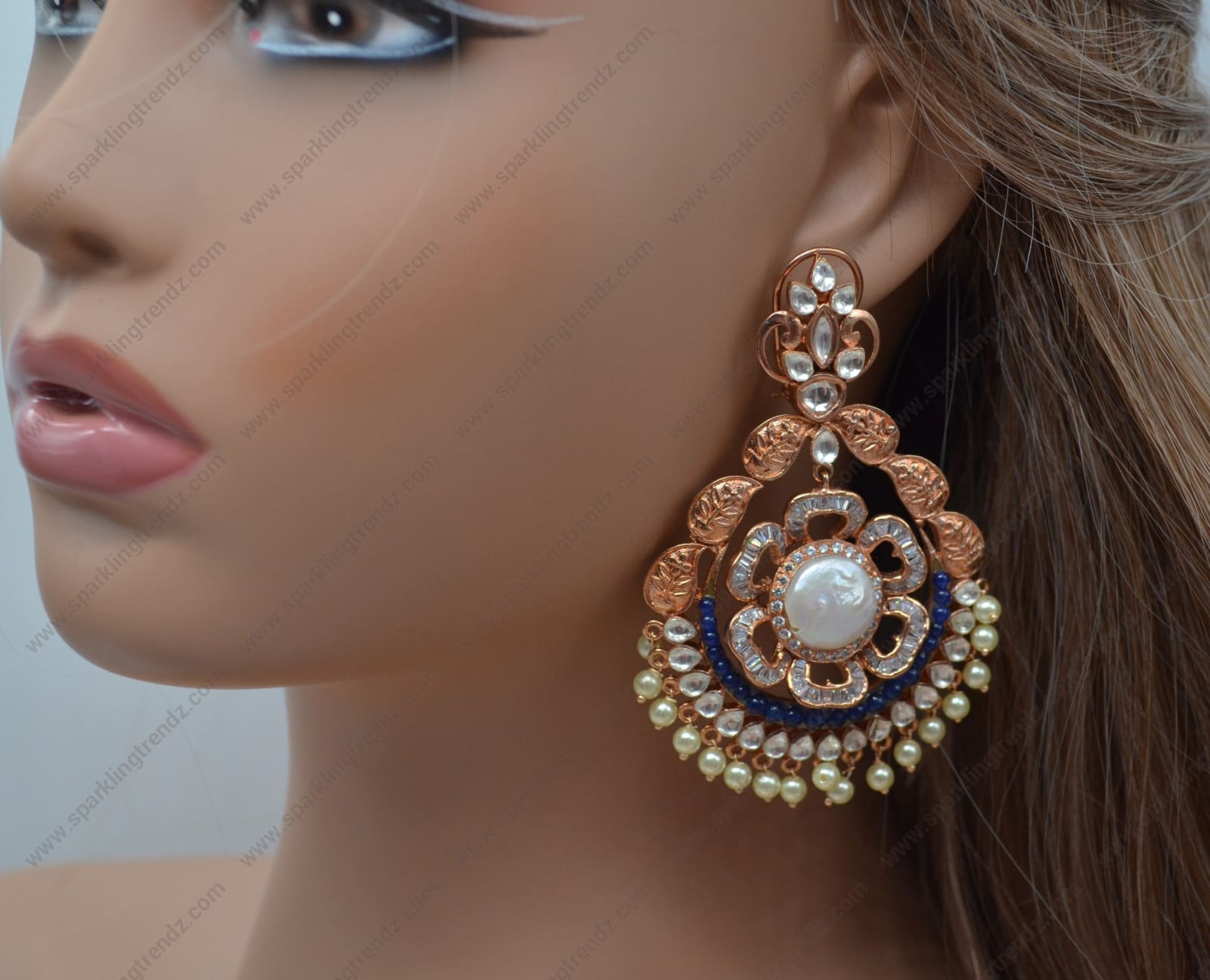 Statement Kundan Chandbali Earrings