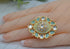 Uncut Foiled Kundan Adjustable Ring Aqua Blue Rings