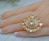 Uncut Foiled Kundan Adjustable Ring Pink Rings