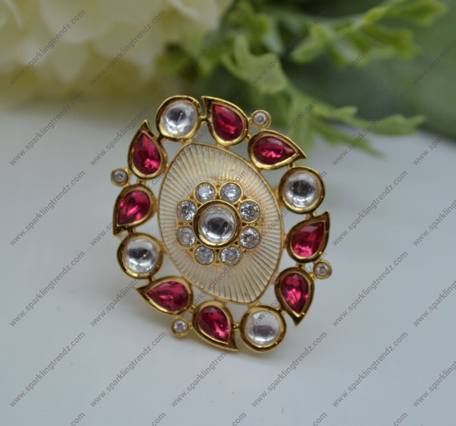 Uncut Foiled Kundan Adjustable Ring Rings