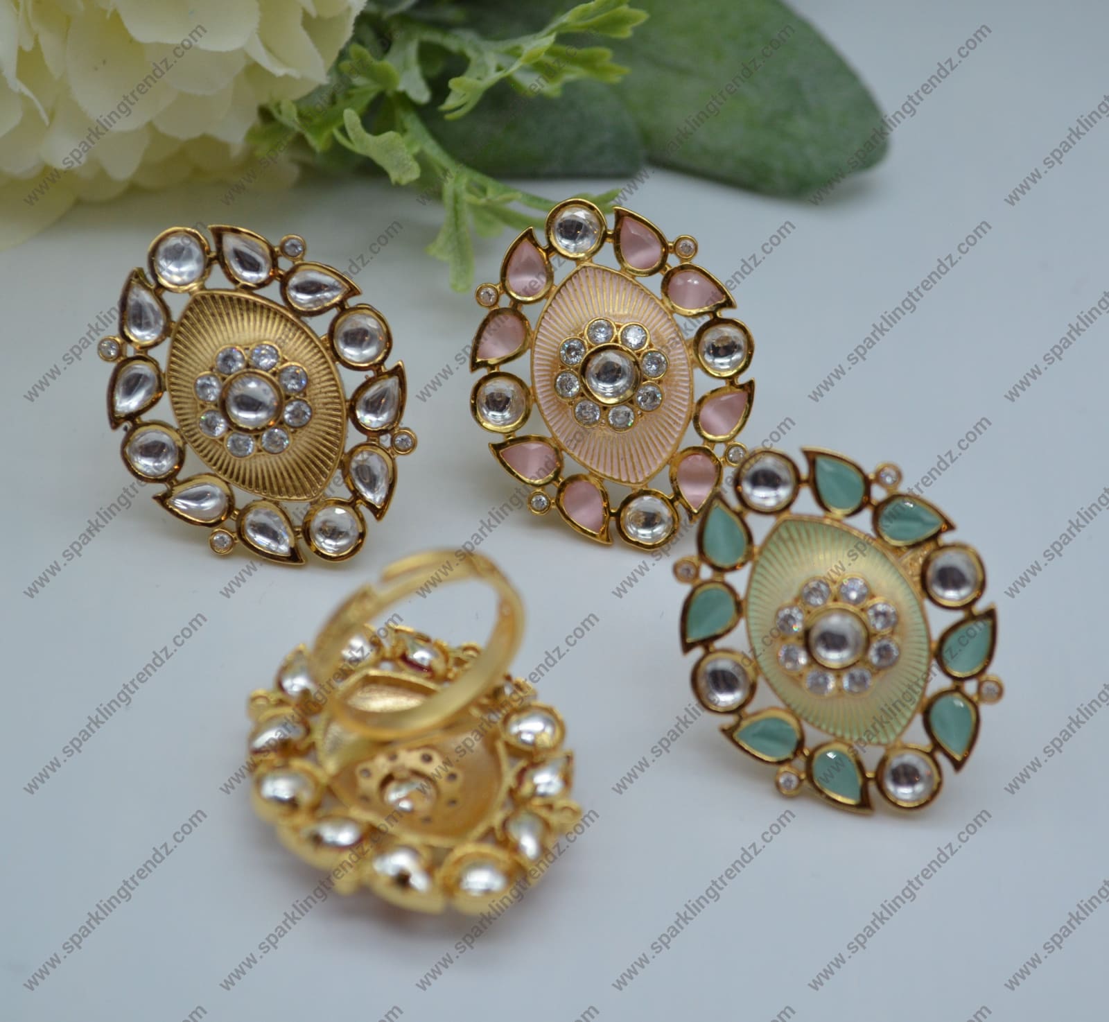 Uncut Foiled Kundan Adjustable Ring Rings